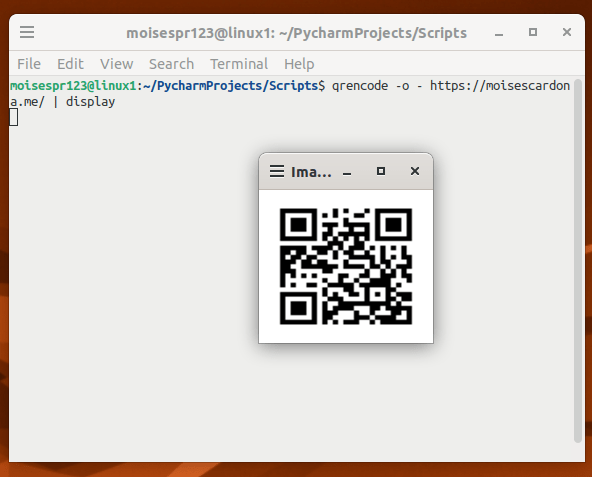4 - QR code shown on screen with imagemagick's display tool