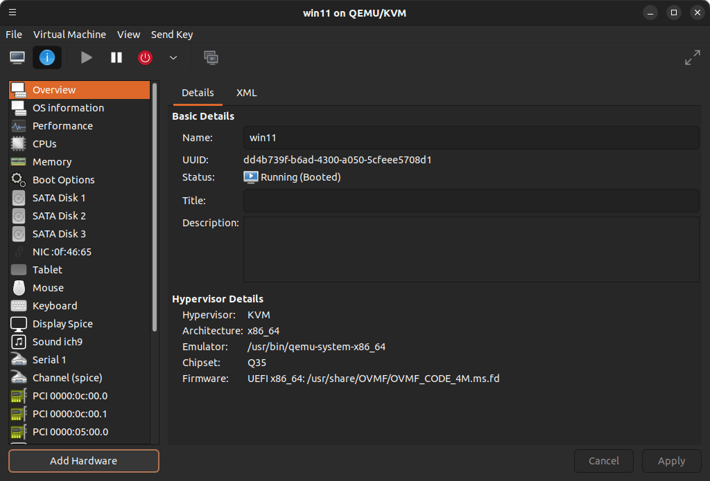 00 - QEMU-KVM Windows 11 Machine Details