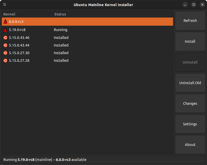 1 - Selecting the Linux Kernel 6.0-rc3