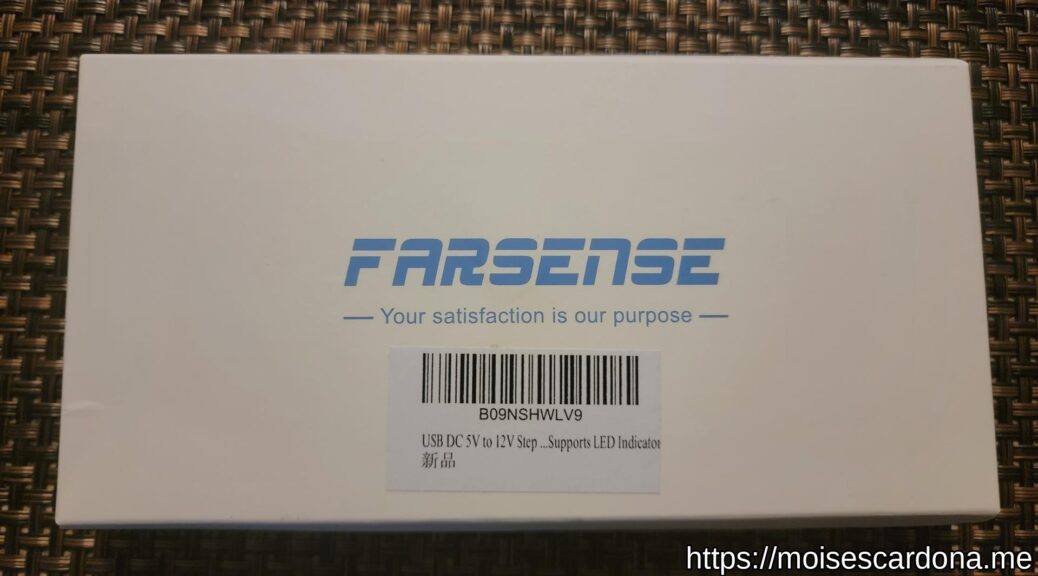 Farsense USB 5V to 12V DC Step Up cable in box