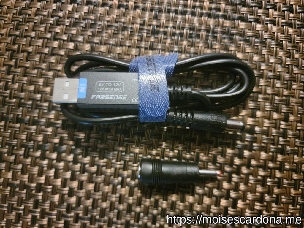 Farsense USB 5V to 12V DC Step Up cable out of bag