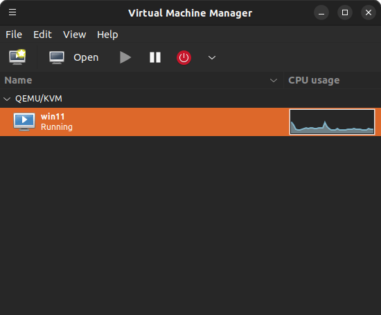 Linux Virtual Machine Manager Interface