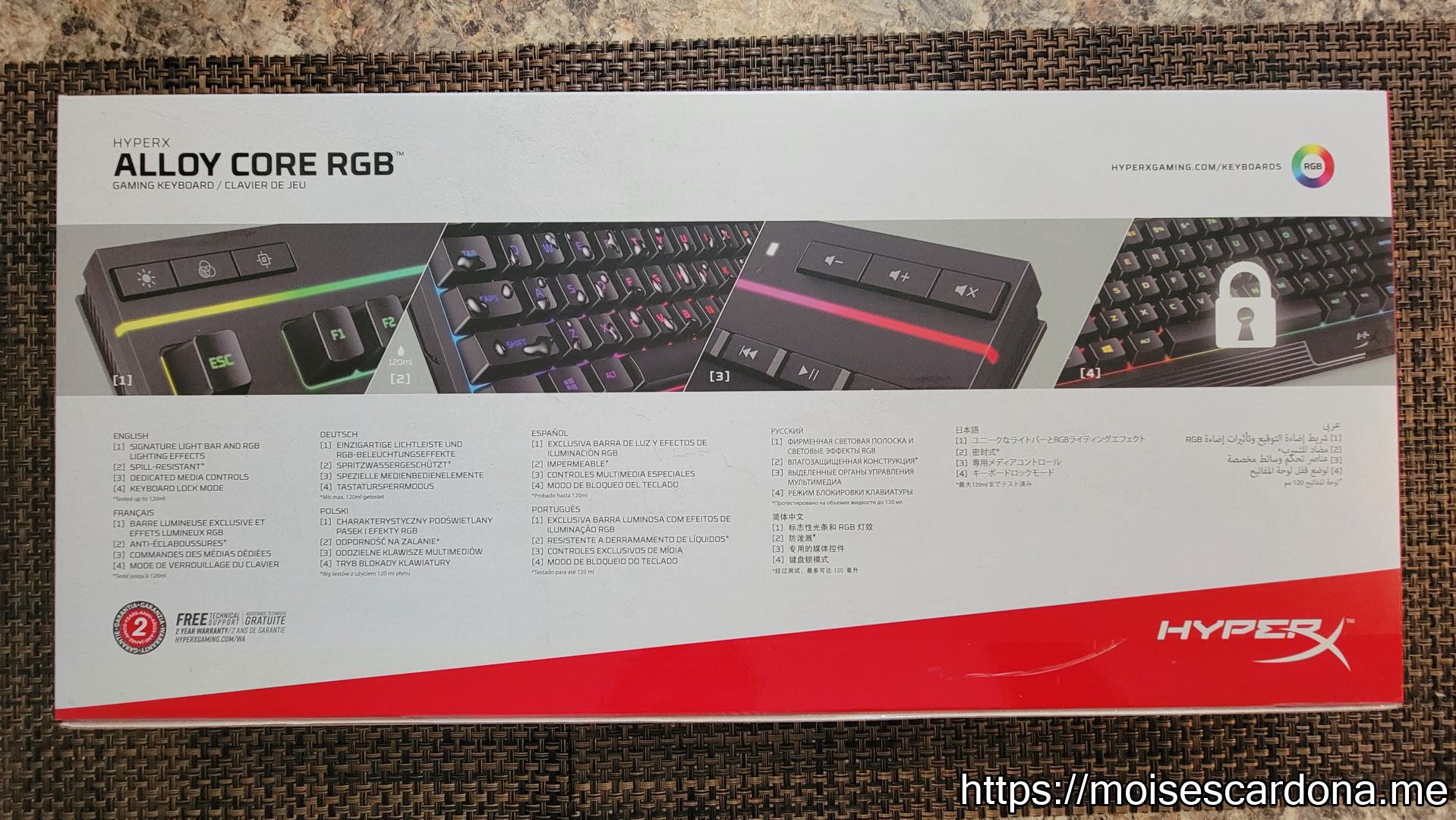 2 - HyperX Alloy Core RGB Keyboard - Box Back