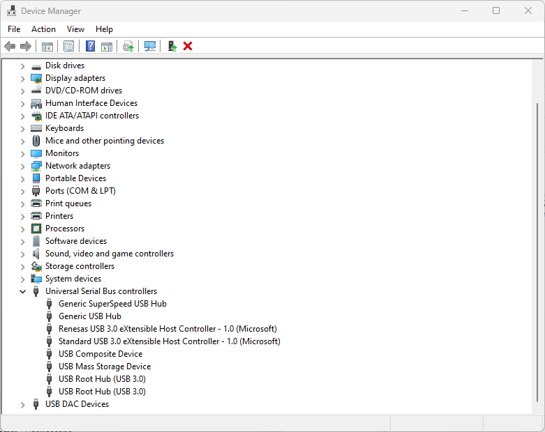 Renesas UPD720201 Mini PCI Express in Windows Device Manager