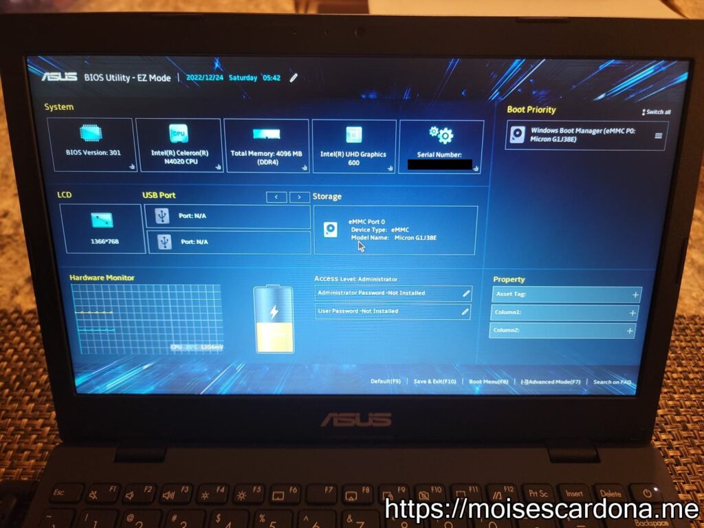 ASUS E210MA 11.6 inch laptop - 24 - BIOS Setup 2