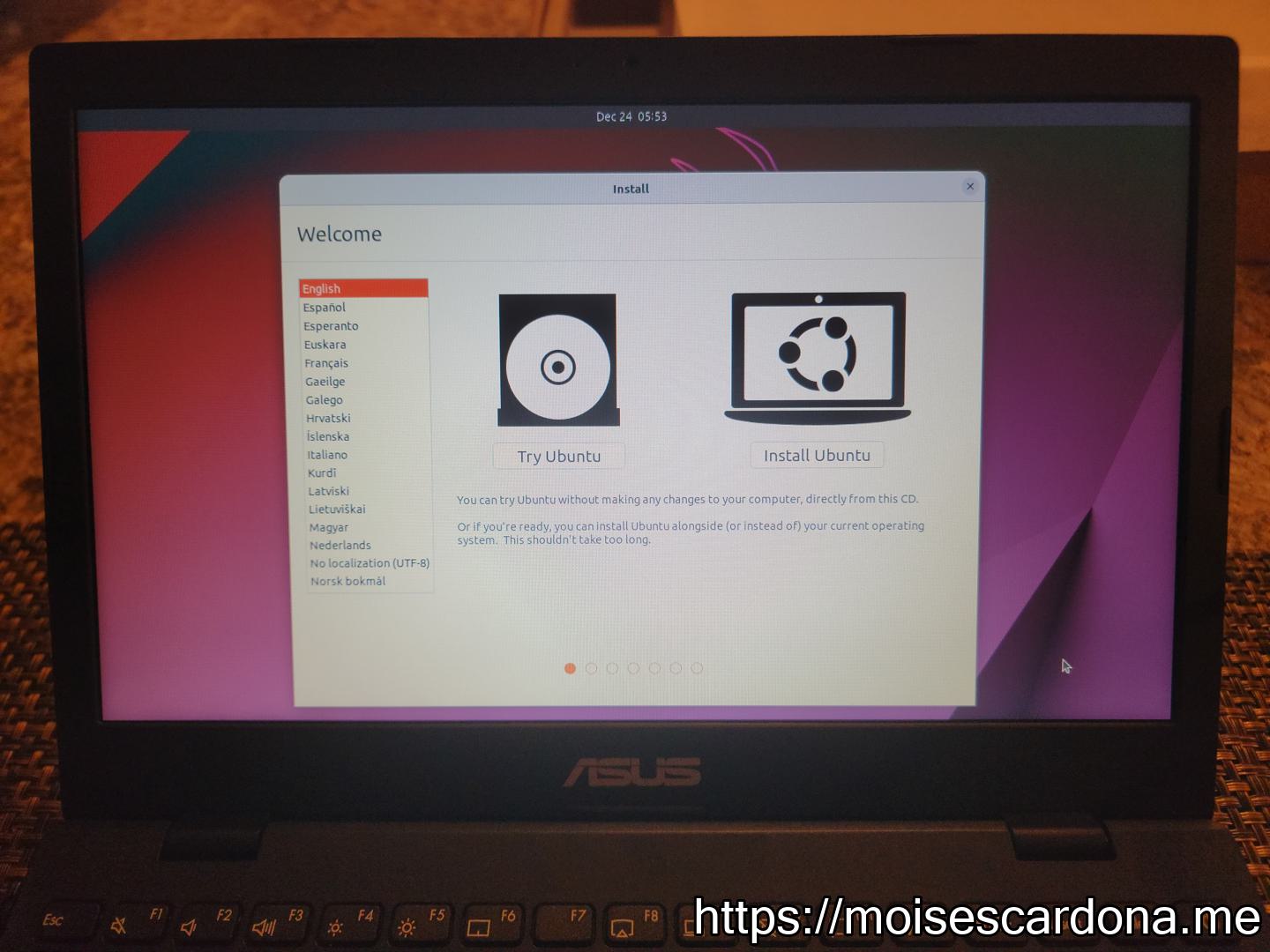 ASUS E210MA 11.6 inch laptop - 29 - Ubuntu Setup 1