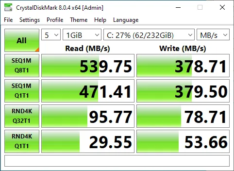 CrystalDiskMark - Samsung 860 EVO in Dell Inspiron 15 3565 AMD A6-9200 R4 2.00Ghz