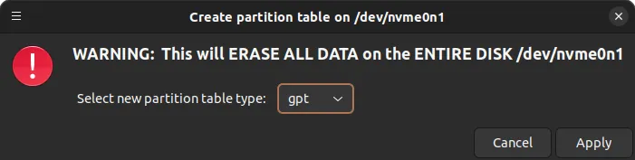 Partitioning the Samsung SSD 980 500GB using gparted 06