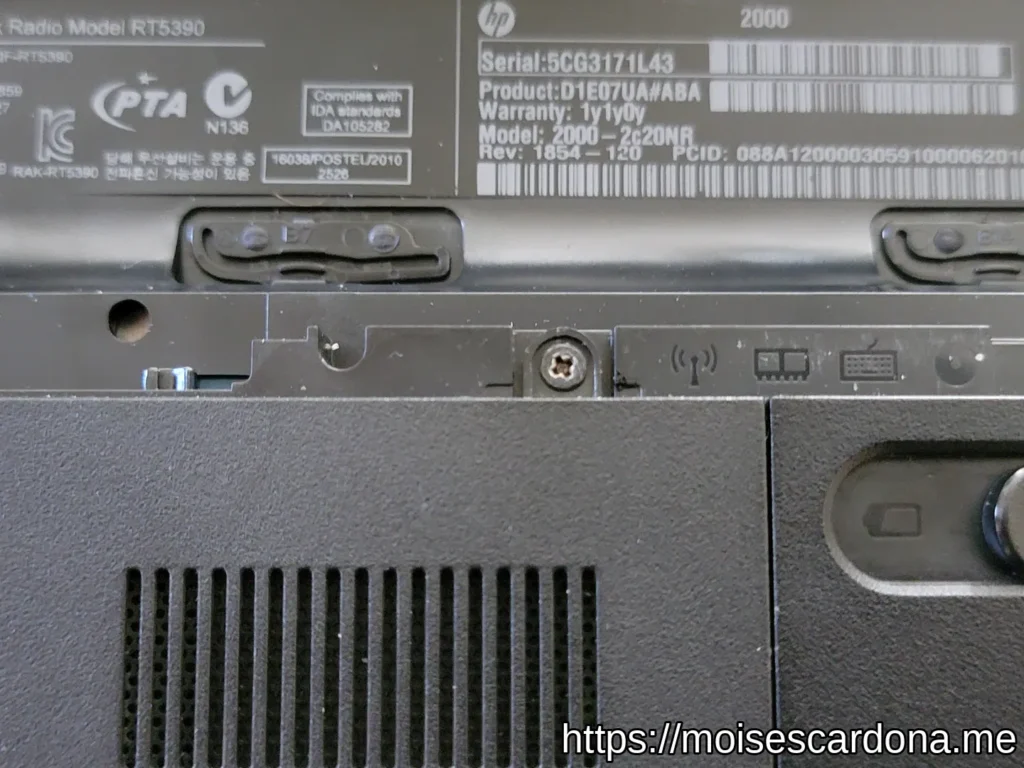 Removing the Hard Disk Drive in the HP 2000-2c20NR Laptop 03