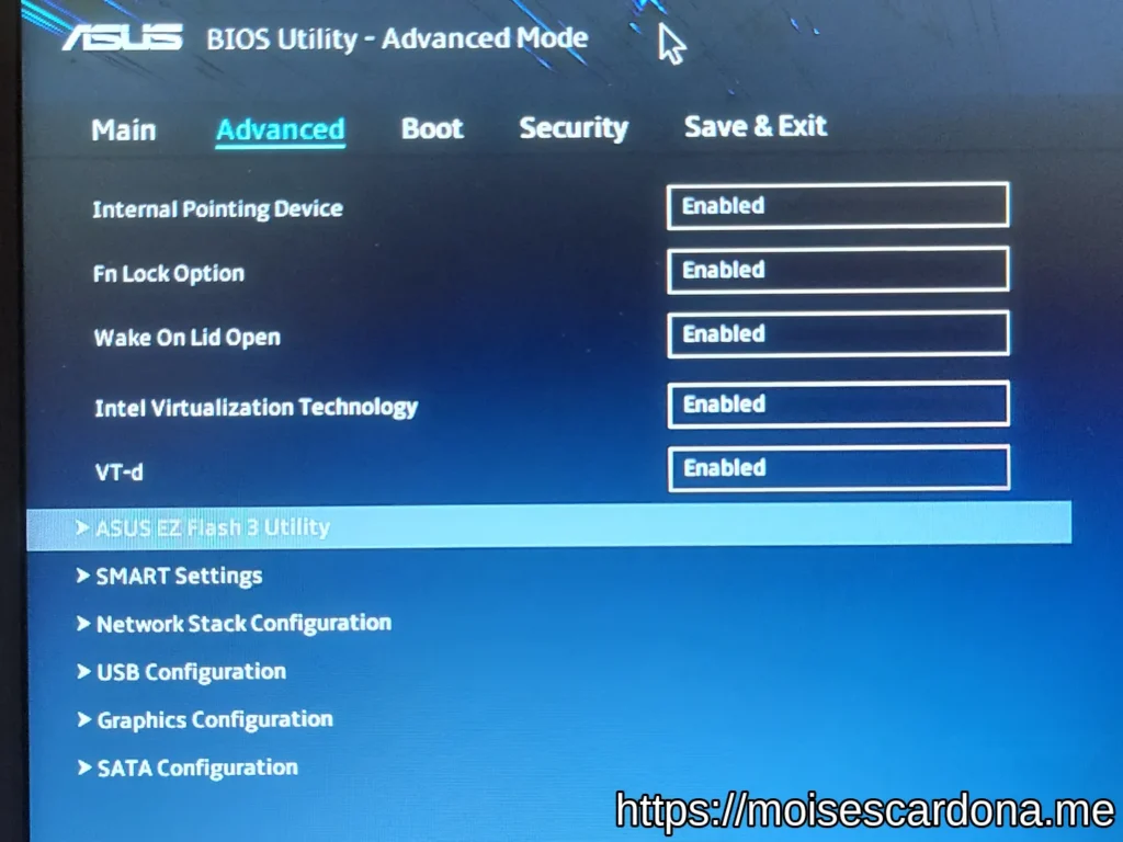 Updating ASUS E210MA BIOS 05