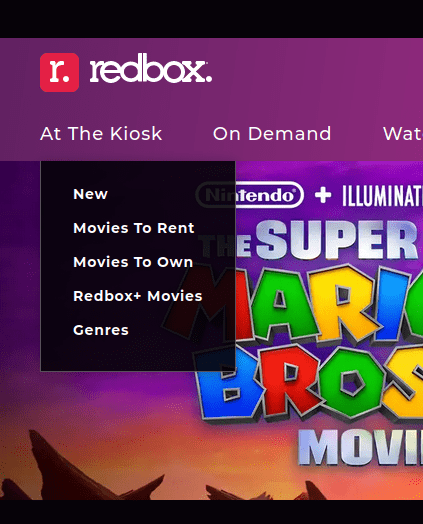 Redbox Coming Soon Link Not available on the website "At The Kiosk" Menu