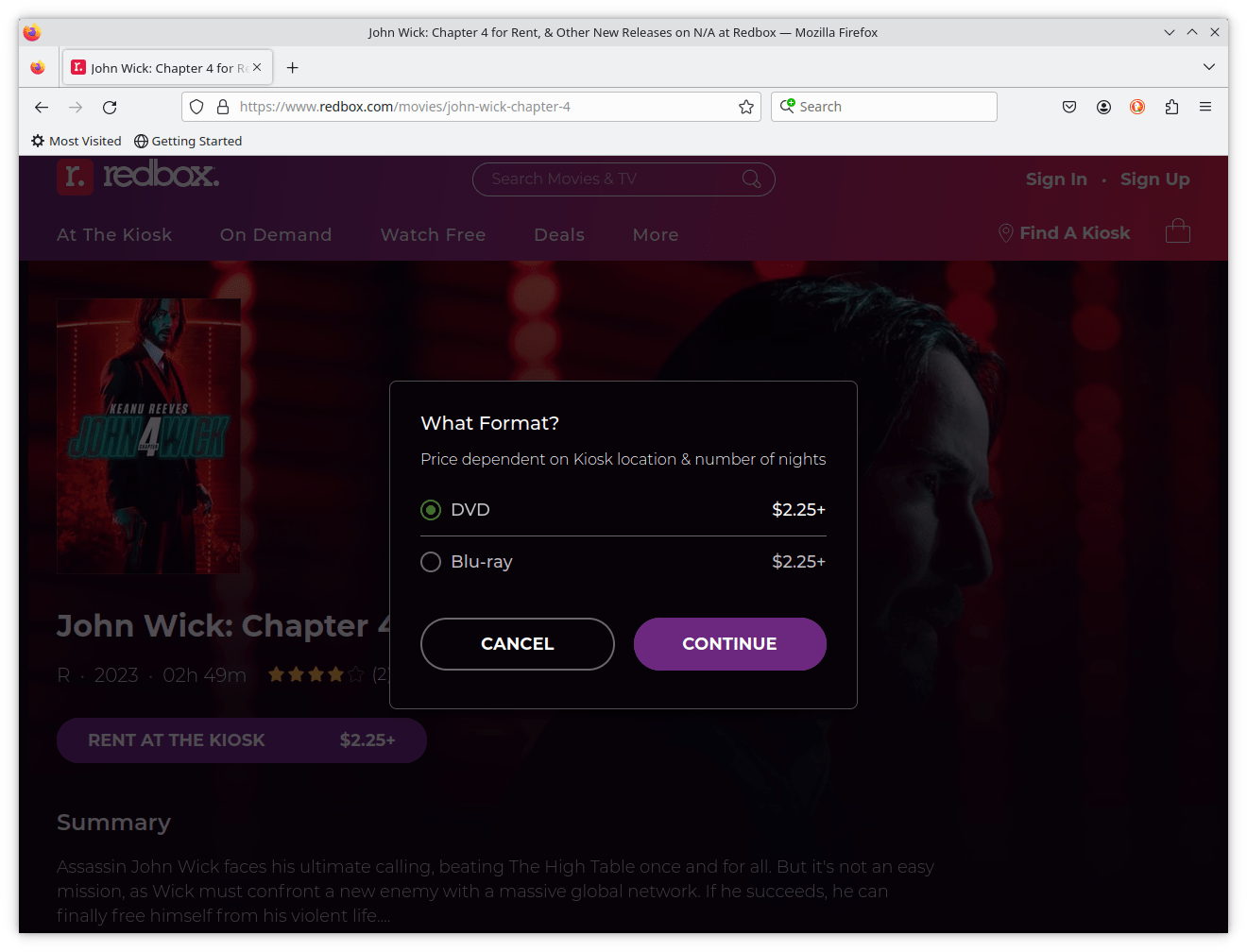 John Wick 4 available for Rent at Redbox (DVD or Blu-Ray selection)