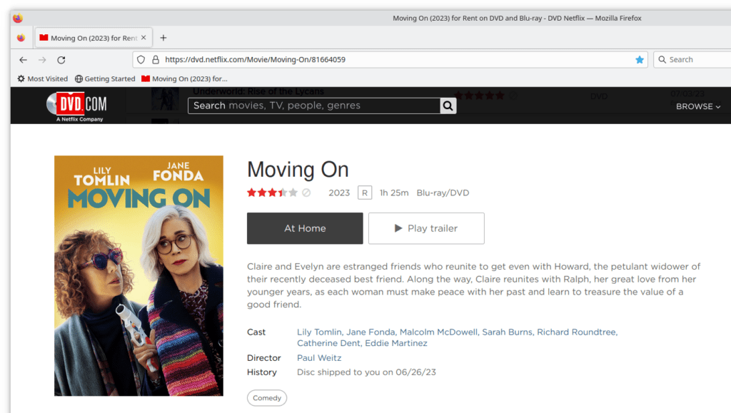 Moving On Netflix DVD Page