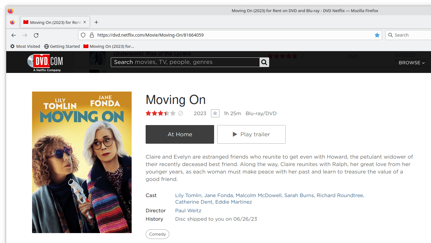 Moving On Netflix DVD page