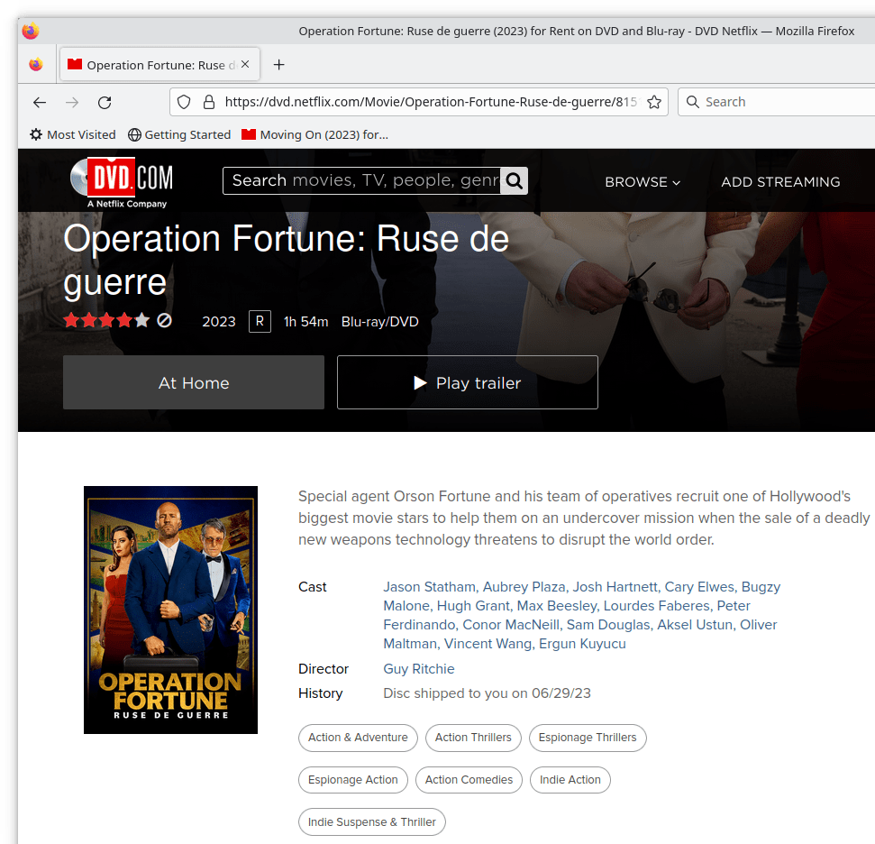 Operation Fortune: Ruse de Guerre on Netflix DVD