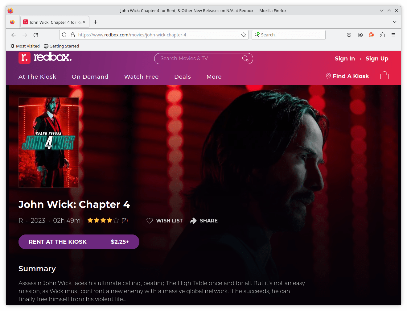 John Wick 4 available for Rent at Redbox