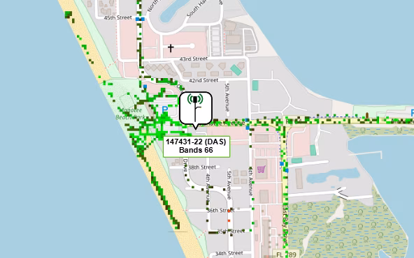 Verizon eNB 147431-22 DAS CellMapper Map