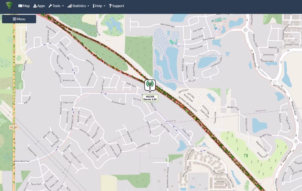 Cellmapper Wildwood Villages eNB 145369 445369 - 8 - Located 445369