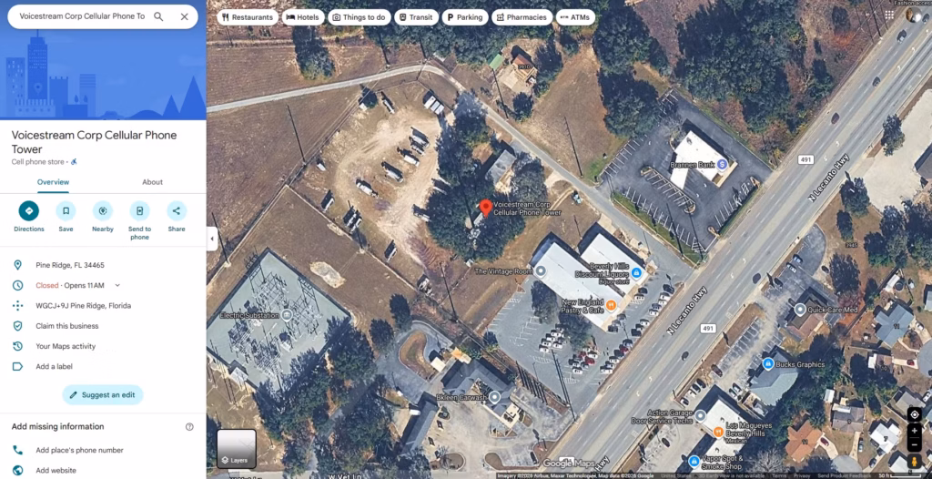 Verizon eNB 145880 and 445880 Google Maps