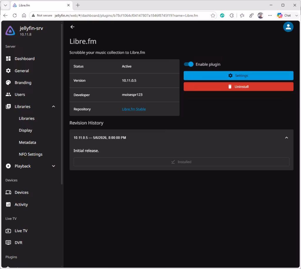 Libre.fm Plugin for Jellyfin